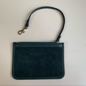 BOGO‼️ Auth Coach pouch wristlet forest green suede